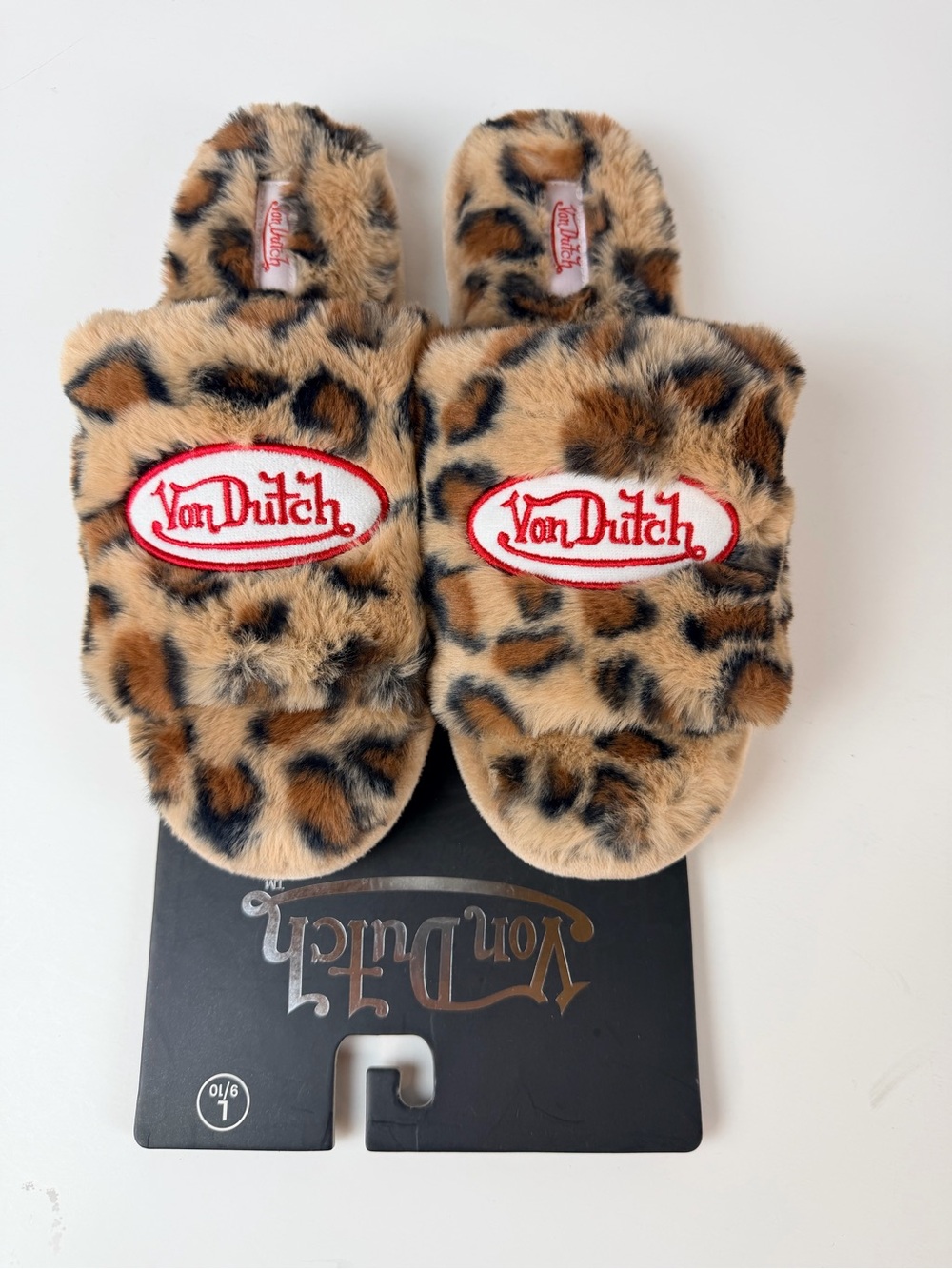 Von Dutch Leopard Faux-Fur Slide Slippers - LARGE 9/10